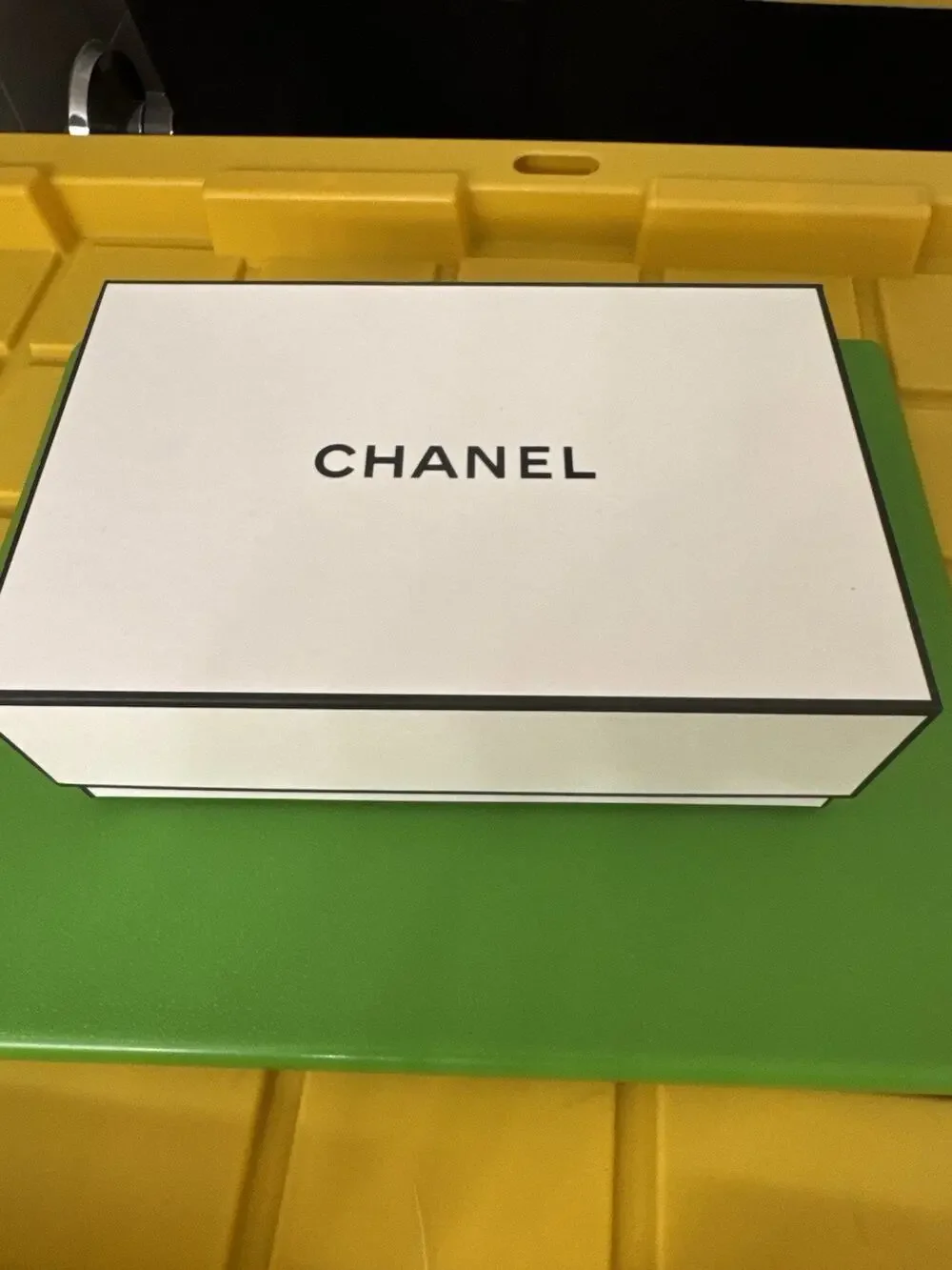 Chanel Gift Box Rectangular Logo Black White Luxury Fashion Decor Storage